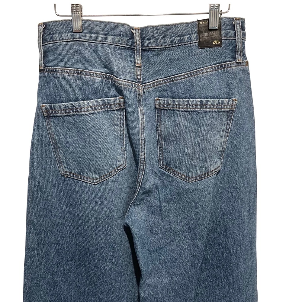Zara Women's Jeans Size 10 Blue Denim Wide Leg High Waist Casual - Picture 4 of 8